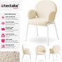Voir la diapositive 2 : tectake Chaise rembourrée avec revêtement en tissu bouclette crème Lot de 6