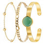 Voir la diapositive 1 : SC BOHEME Lot de 3 bracelets SC Bohème en Laiton Finement doré orné d'une Malachite