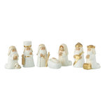 Paris Prix Crèche de Noël 7 Santons  Scène Nativité  6cm Blanc & Or