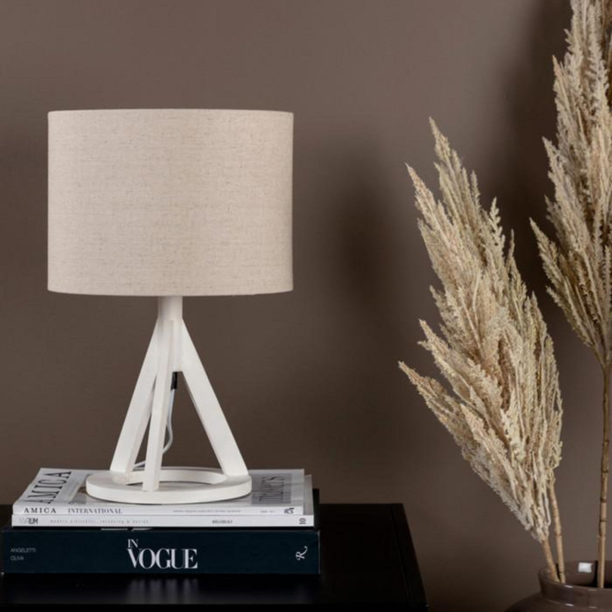 Paris Prix Lampe à Poser en Bois  Kona  51cm Blanc