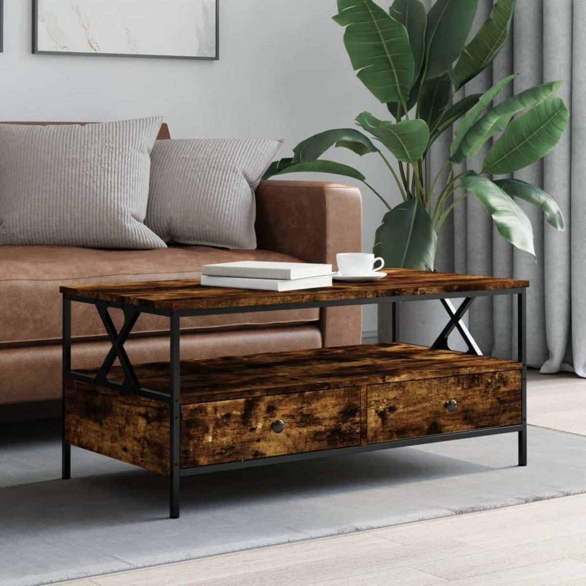 VIDAXL Table basse chene fume 100x51x45 cm bois d'ingenierie