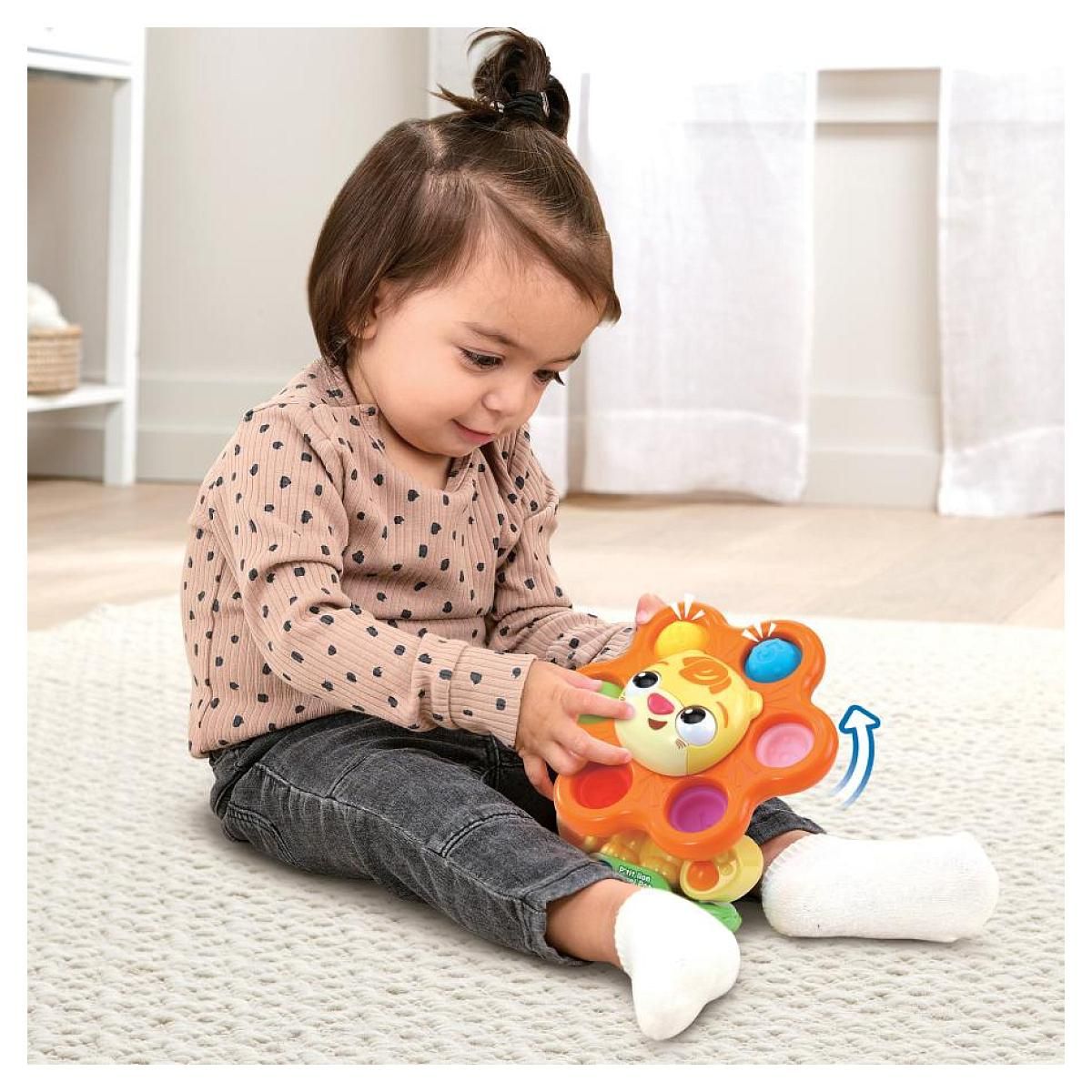 VTECH Jouet éducatif Ptit Lion Tourni Pop en plastique réutilisé pour bébés de 6 à 36 mois