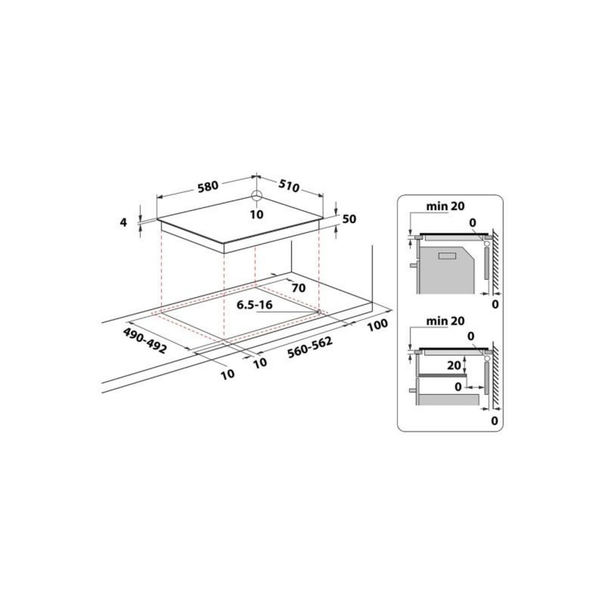 Whirlpool Table de cuisson vitrocéramique 4 feu 6200w noir - AKM700NENEW