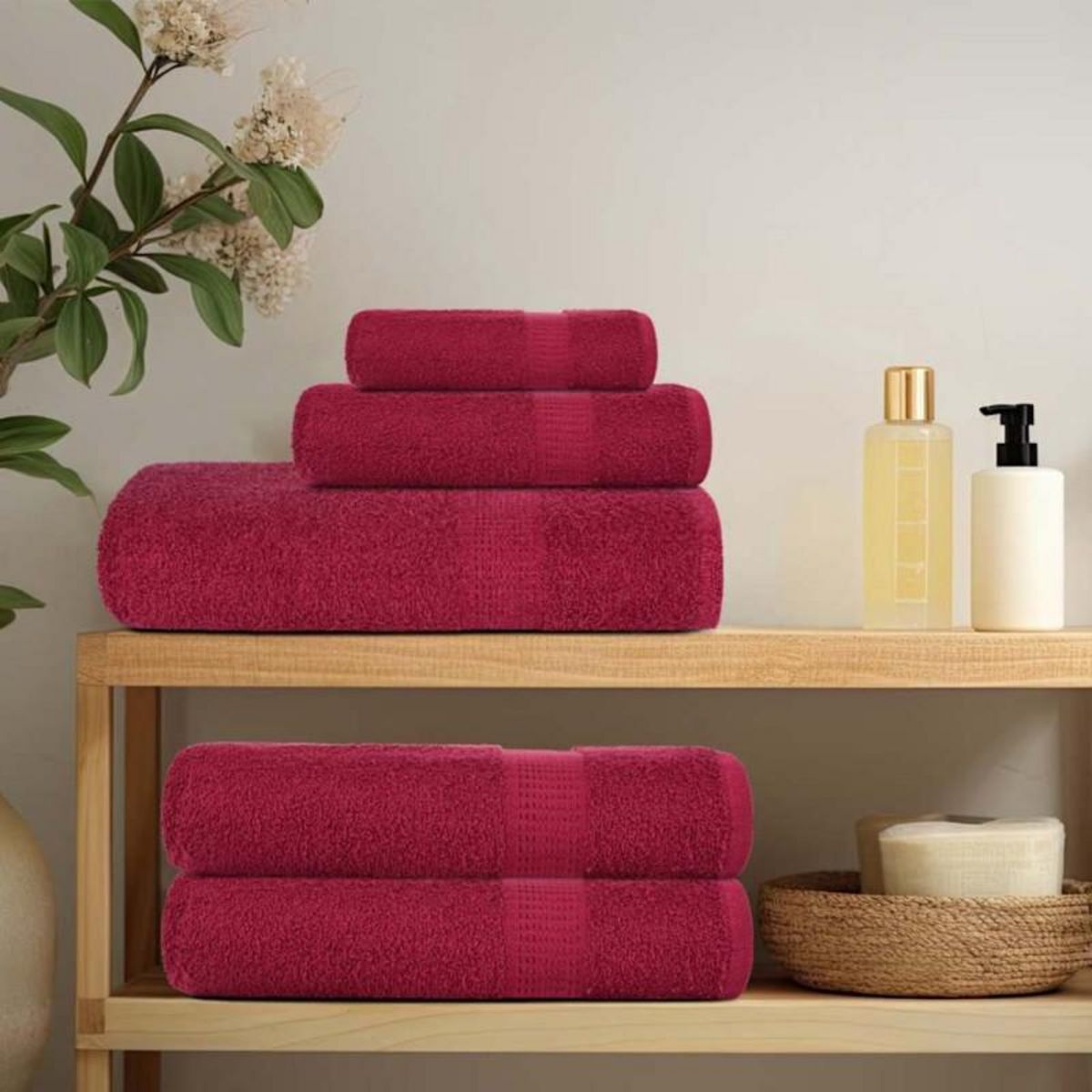 VIDAXL Serviettes de douche 2 pcs bordeaux 70x140cm 360g m² 100% coton