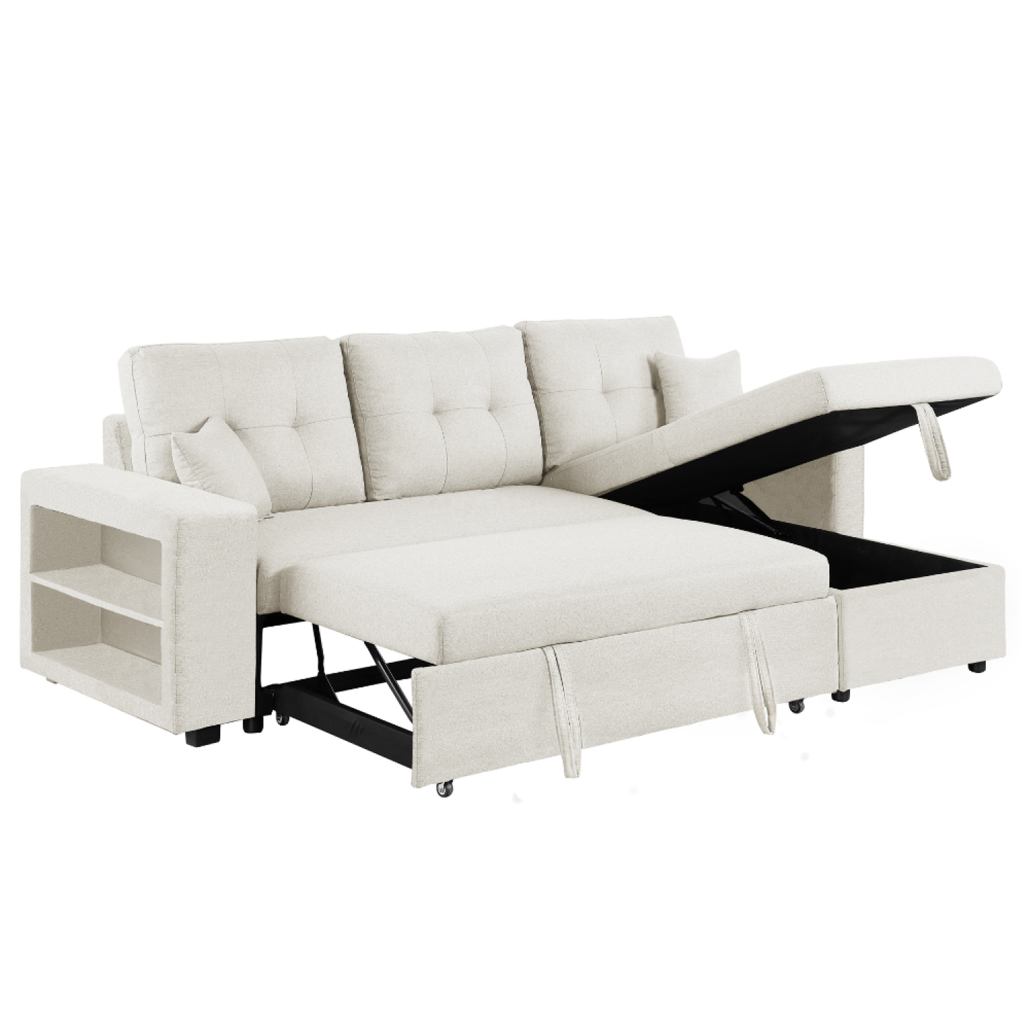 Voir la diapositive 3 : CONCEPT USINE Canapé d'angle convertible beige 4 places glasgow