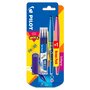 PILOT  Lot de 2 stylos rollers effaçables rechargeables Frixion ball Rose et Bleu + 3 recharges bleues + 1 gomme Edition Mika