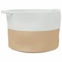 Voir la diapositive 2 : VIDAXL Panier a linge beige et blanc Ø55x36 cm coton