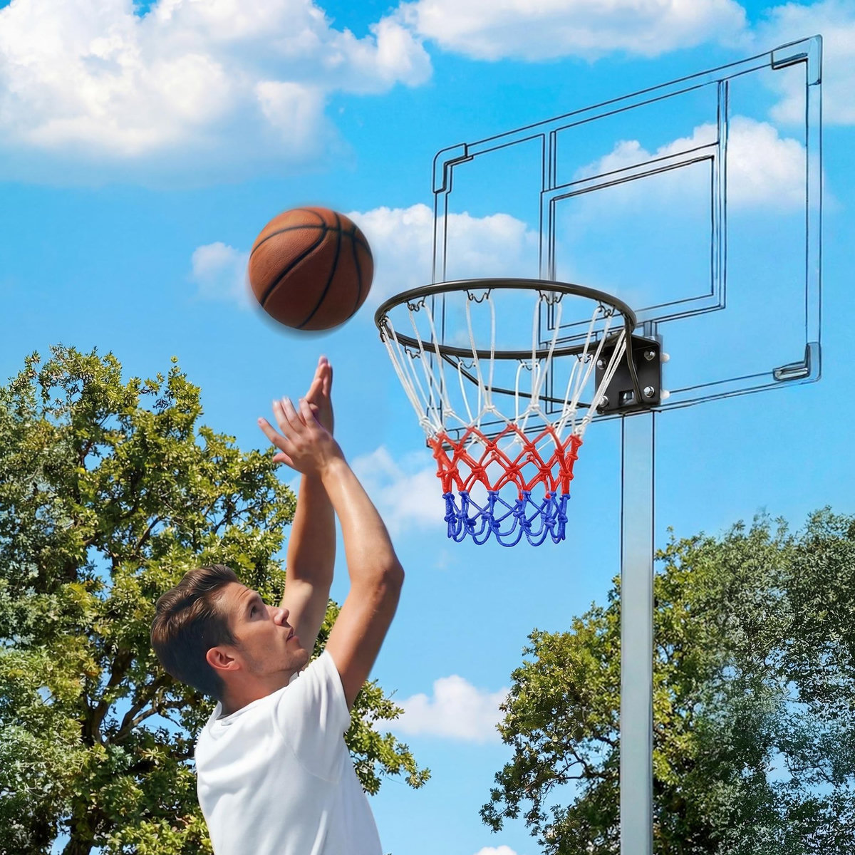 HOMCOM Arceau de basket mural 50 cm - panier de basket - acier noir