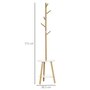 HOMCOM Porte-manteau design scandinave branches 5 patères 2 étagères MDF blanc bois bambou verni