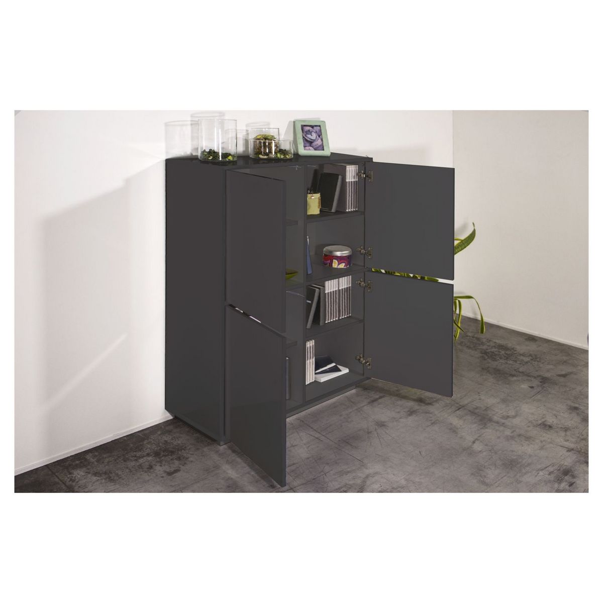 Buffet haut moderne 4 portes 100 cm LUCERA