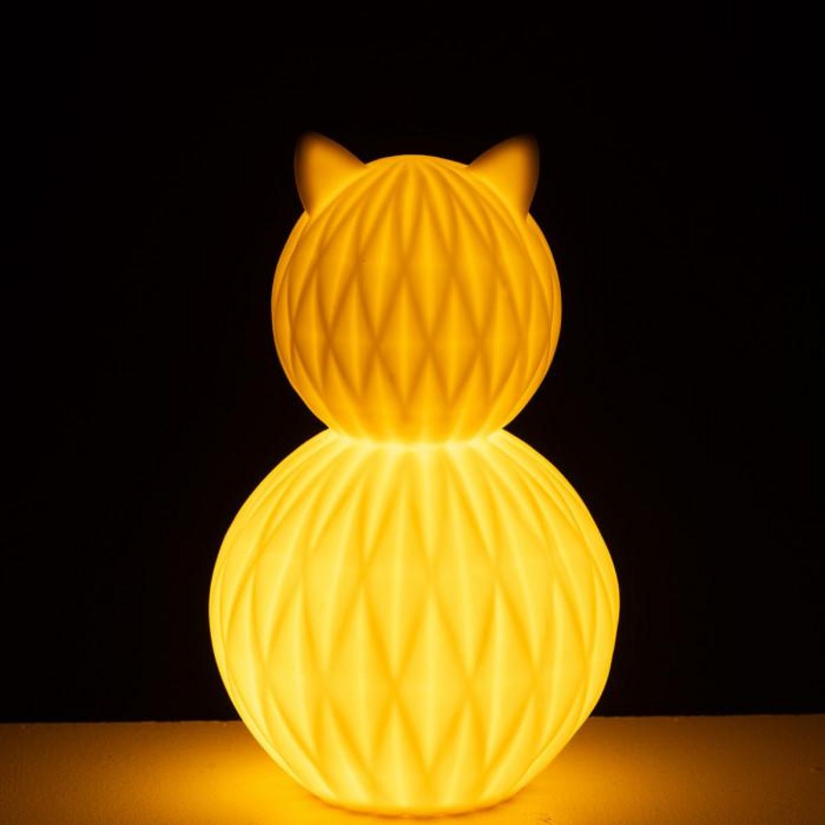 Paris Prix Lampe à Poser LED en Porcelaine  Chat  22cm Blanc