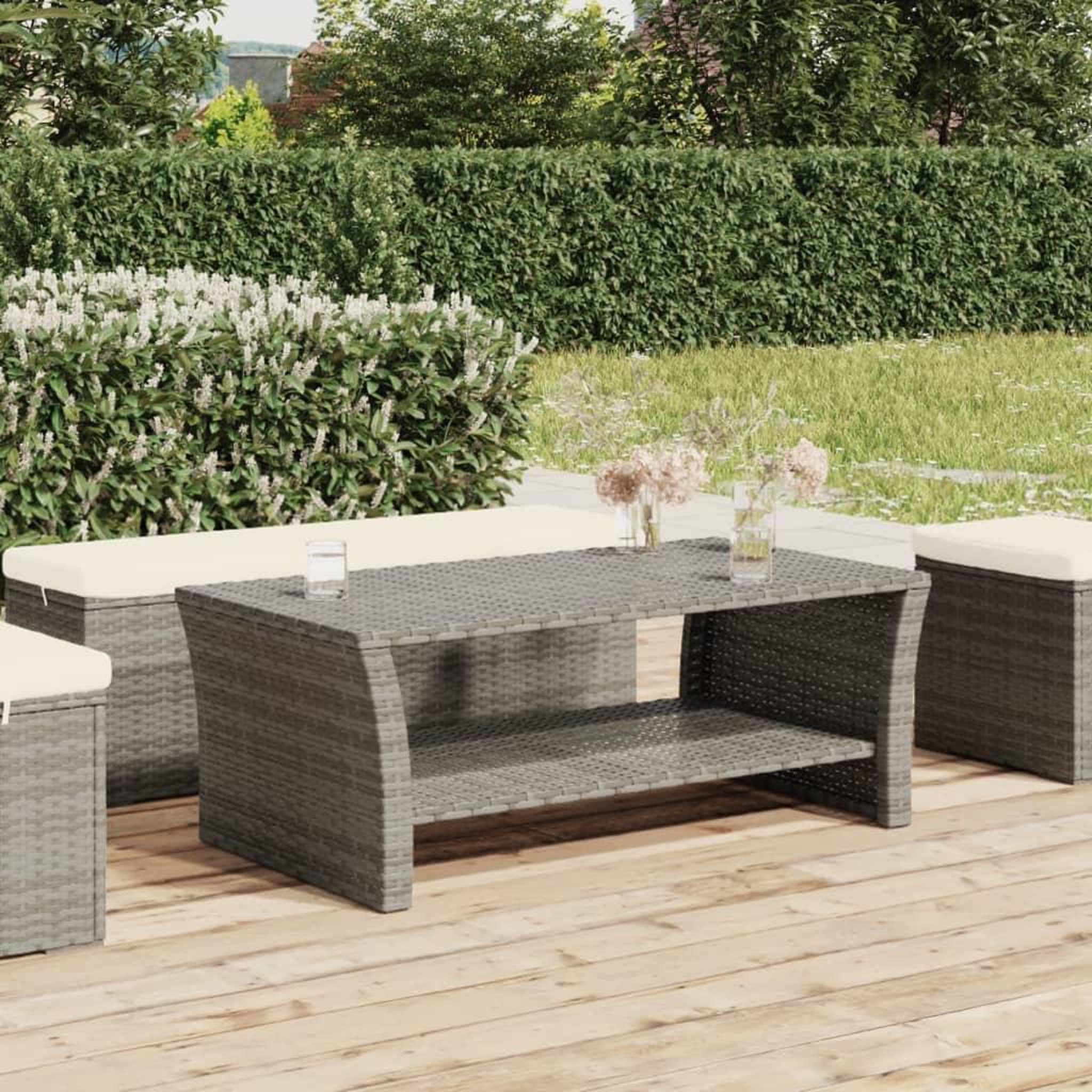 VIDAXL Table basse gris 100x50x40 cm resine tressee