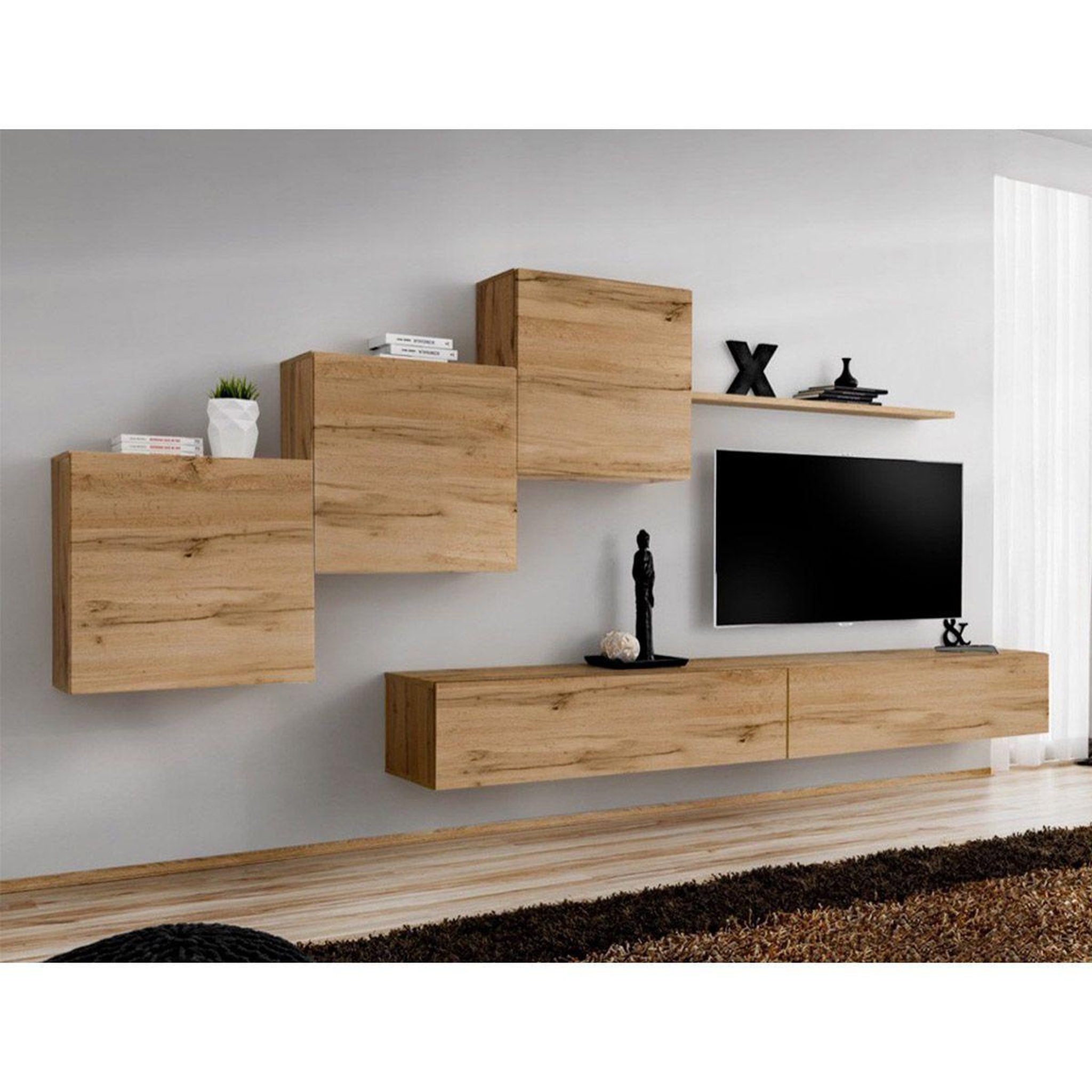 Paris Prix Meuble tv mural design  switch x  330cm naturel