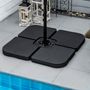 Voir la diapositive 2 : OUTSUNNY Pied de parasol lot de 4 dalles pour parasol à lester dim. tot. 104L x 104l x 7,5H cm HDPE noir