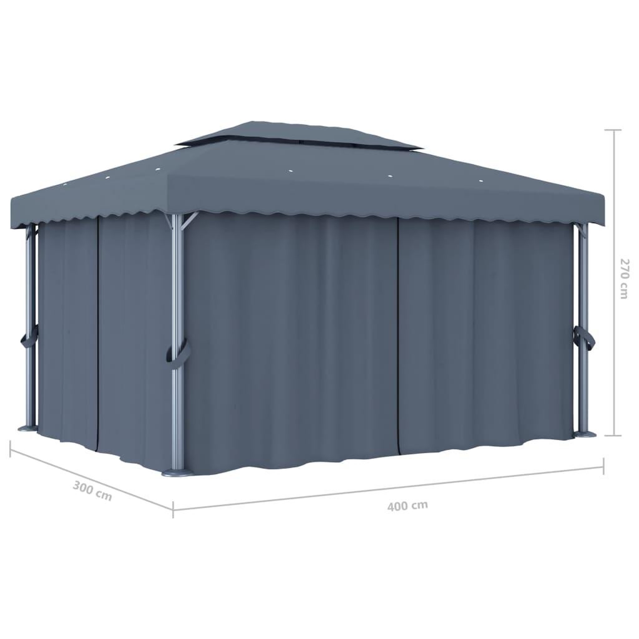 Voir la diapositive 6 : VIDAXL Tonnelle avec rideau et guirlande lumineuse led 4x3m anthracite