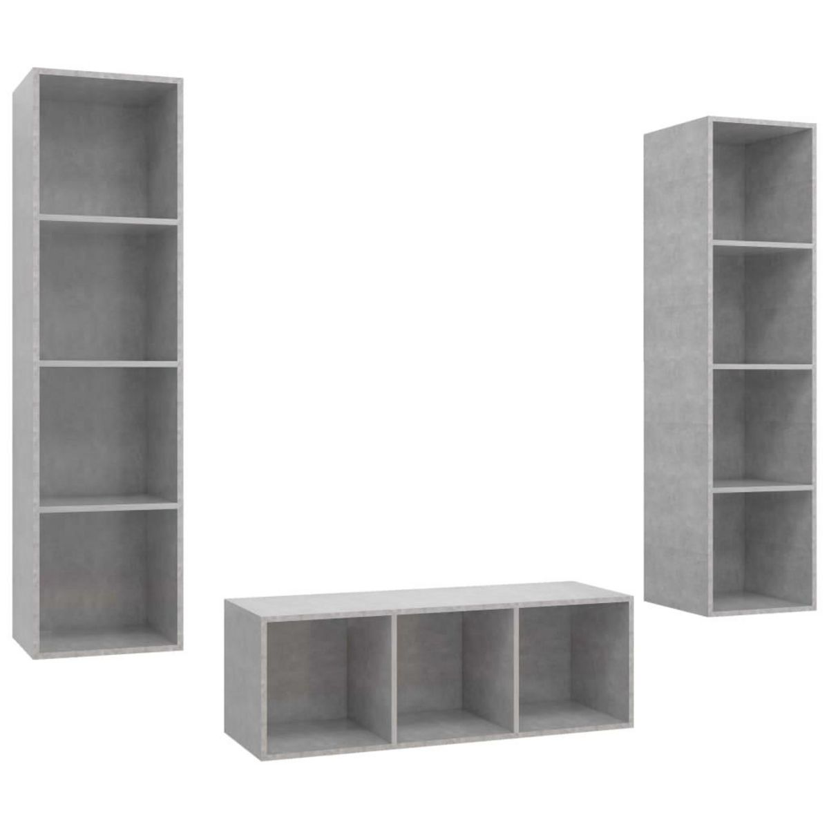 VIDAXL Ensemble de meuble TV 3 pcs Gris beton Bois d'ingenierie