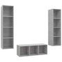 Voir la diapositive 2 : VIDAXL Ensemble de meuble TV 3 pcs Gris beton Bois d'ingenierie