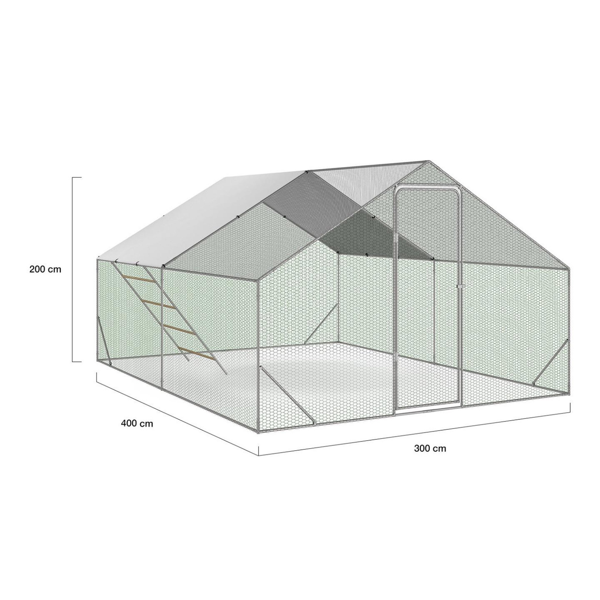 Voir la diapositive 5 : ID MARKET Enclos poulailler 12 m² 4x3 m avec grand perchoir 4 niveaux en bois acier galvanisé