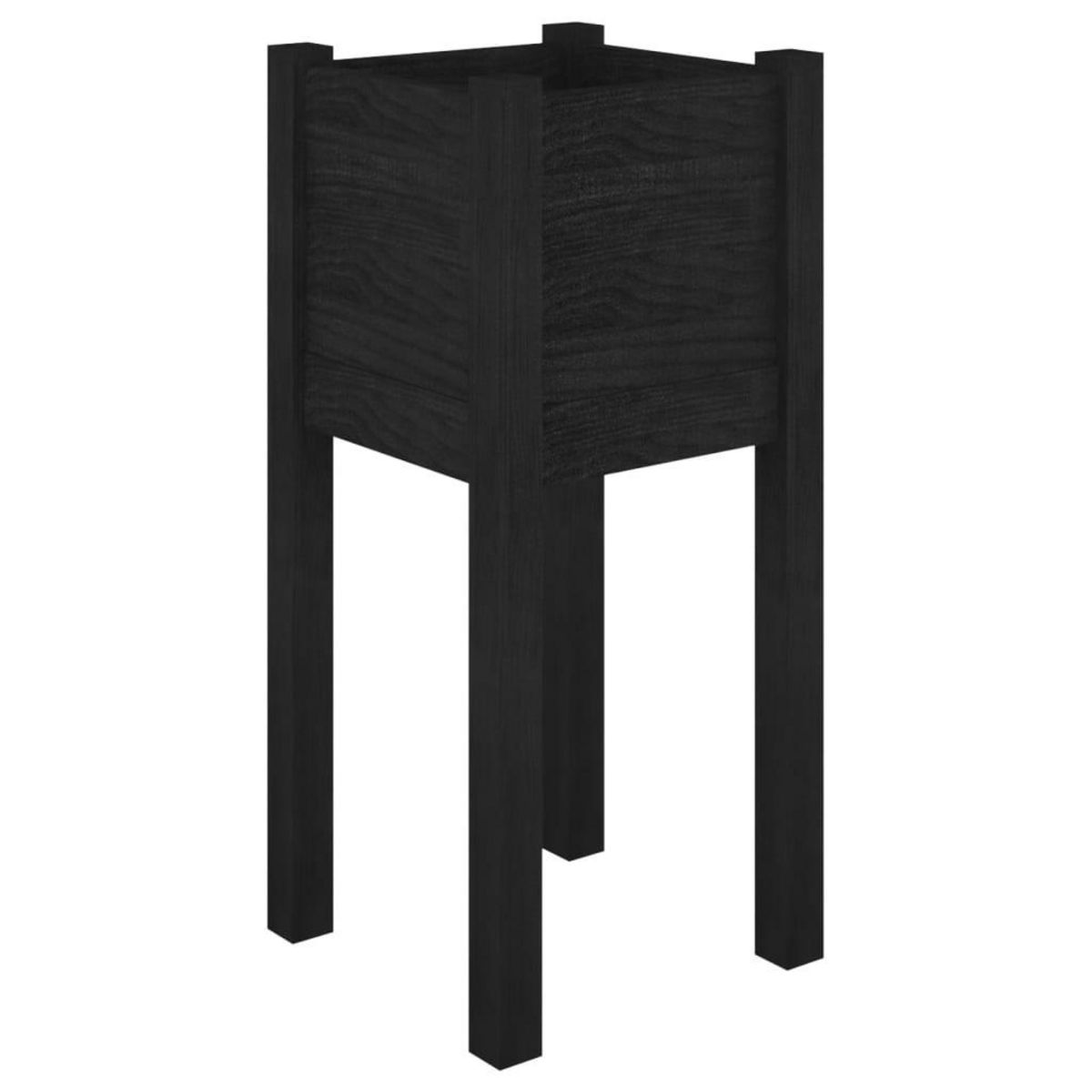VIDAXL Jardiniere d'exterieur Noir 31x31x70 cm Bois de pin massif