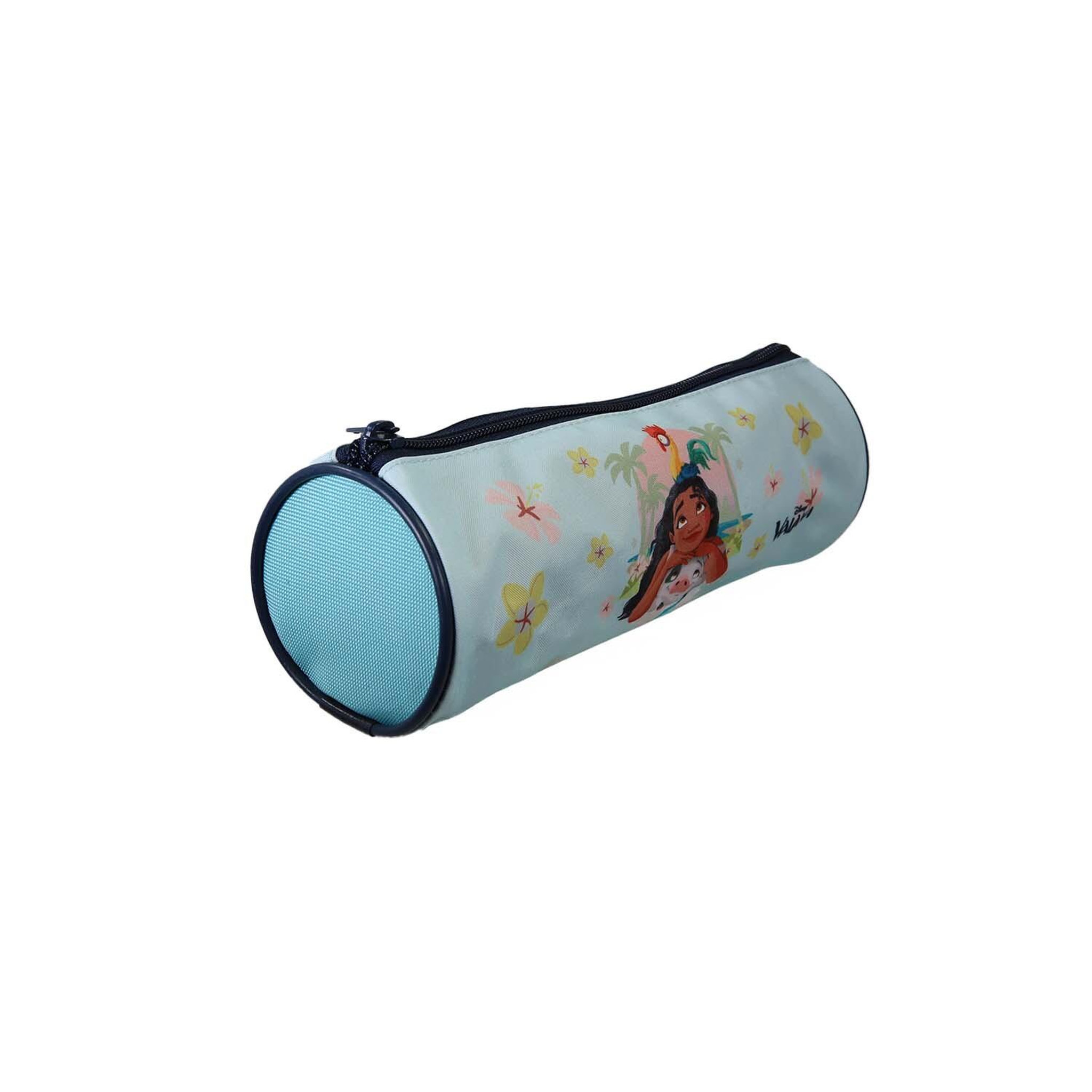 Voir la diapositive 2 : Bagtrotter Vaiana - Trousse scolaire ronde - Fille - Bleu - 1 compartiment zippé