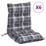 Voir la diapositive 2 : VIDAXL Coussins de chaise a dossier bas lot de 6 motif a carreaux gris