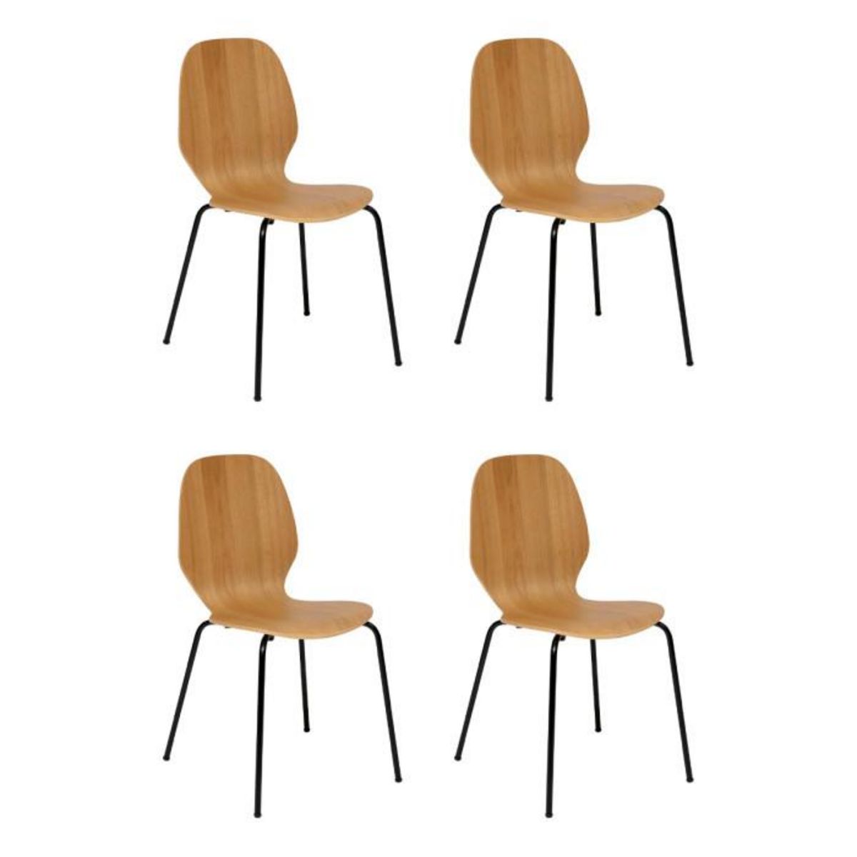 ATMOSPHERA Lot de 4 Chaises en Bois  Ouro  82cm Naturel