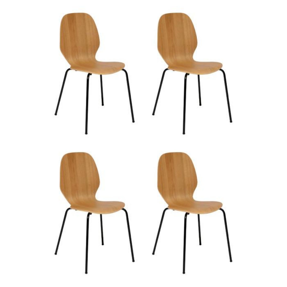 ATMOSPHERA Lot de 4 Chaises en Bois  Ouro  82cm Naturel