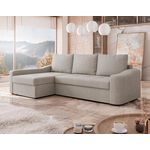 BEST MOBILIER Claudia - canapé d'angle gauche 4 places convertible avec coffre en tissu texturé. Coloris disponibles : Beige