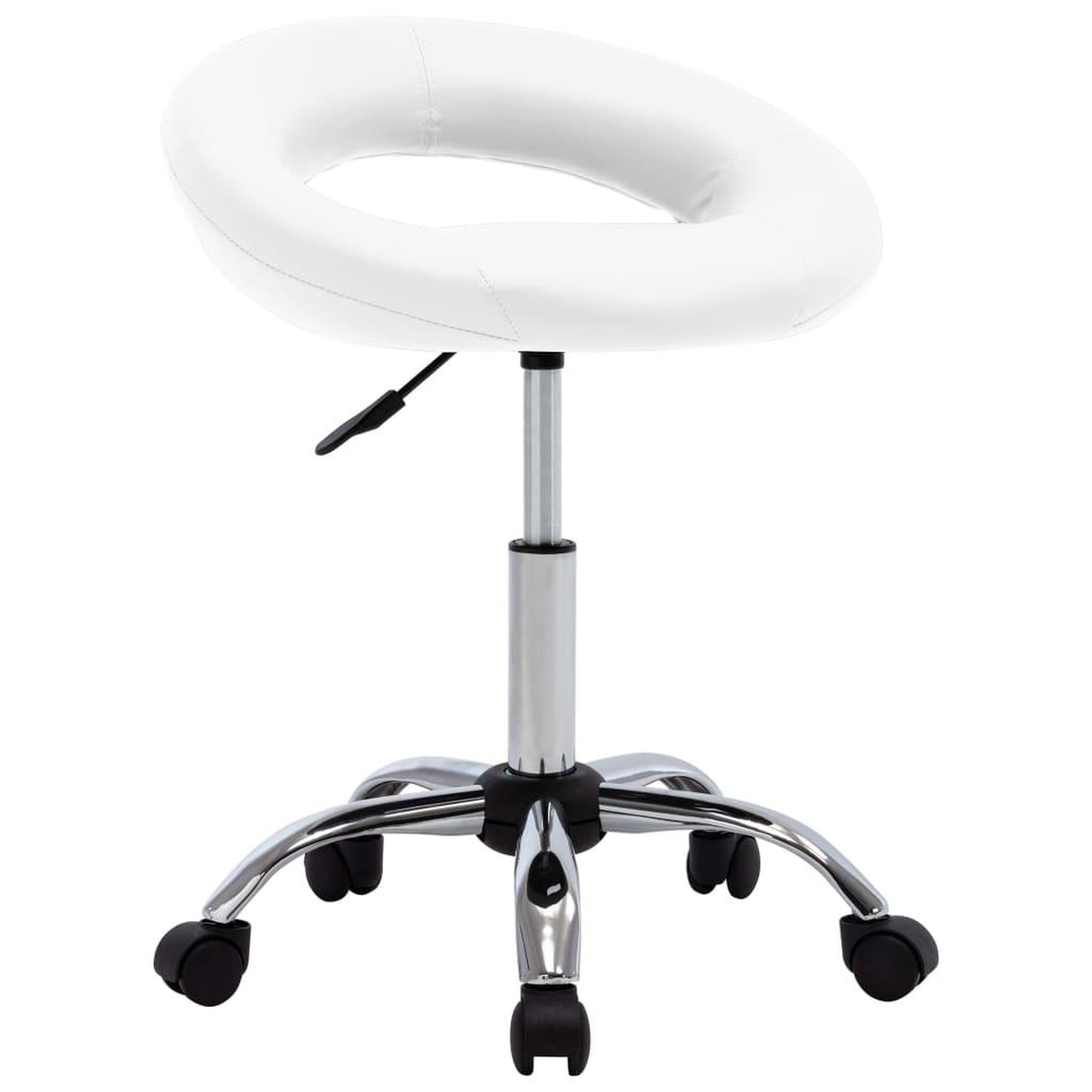 VIDAXL Chaise de travail roulante Blanc Similicuir