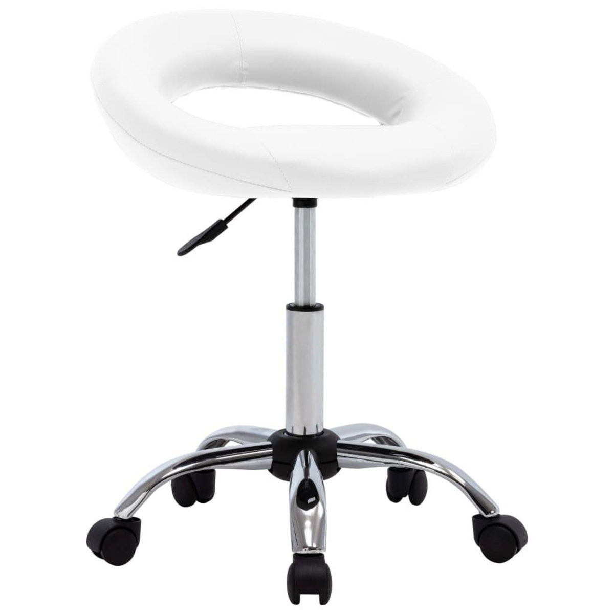 VIDAXL Chaise de travail roulante Blanc Similicuir