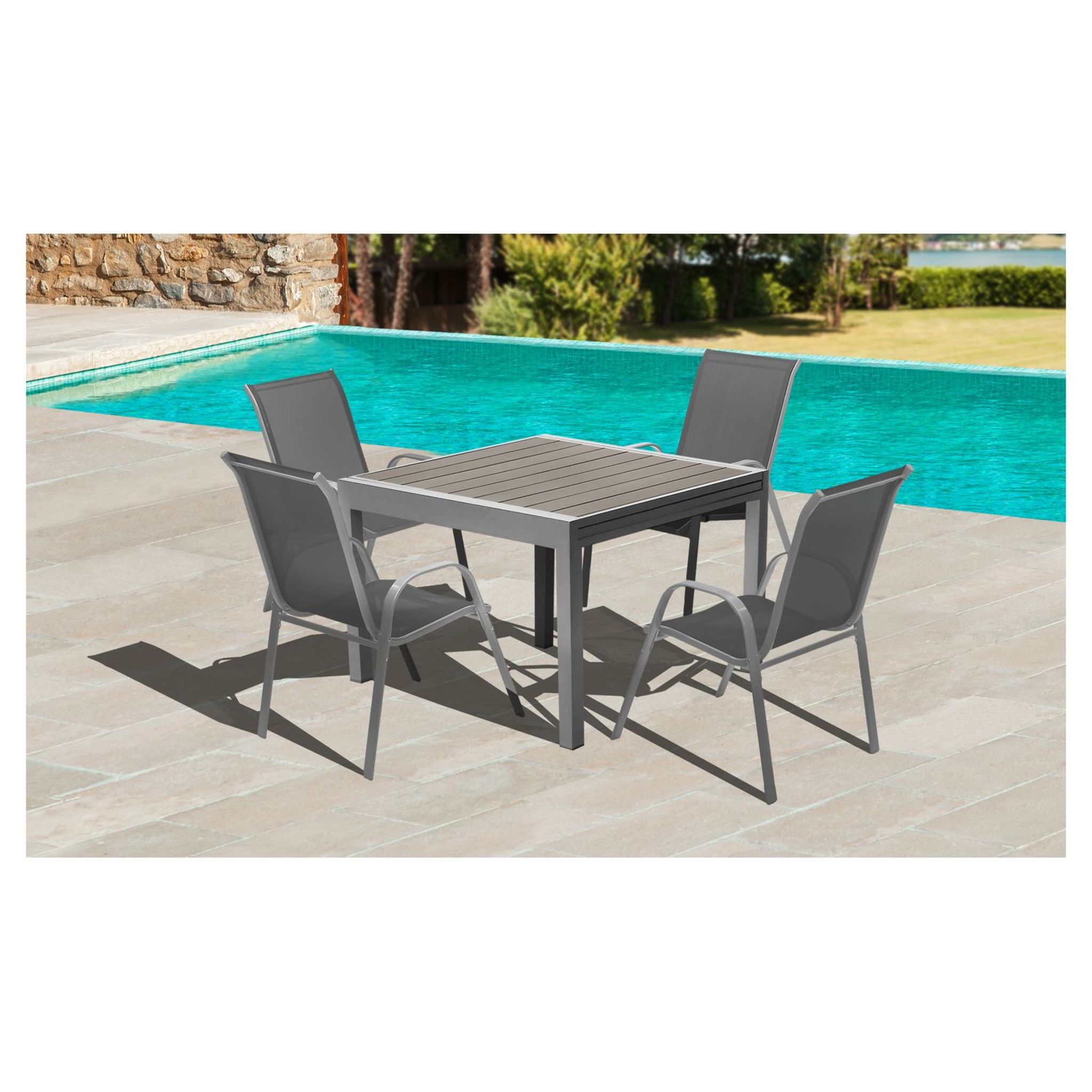Inkazen Table de jardin extensible - 6/8 places - Aluminium - Gris