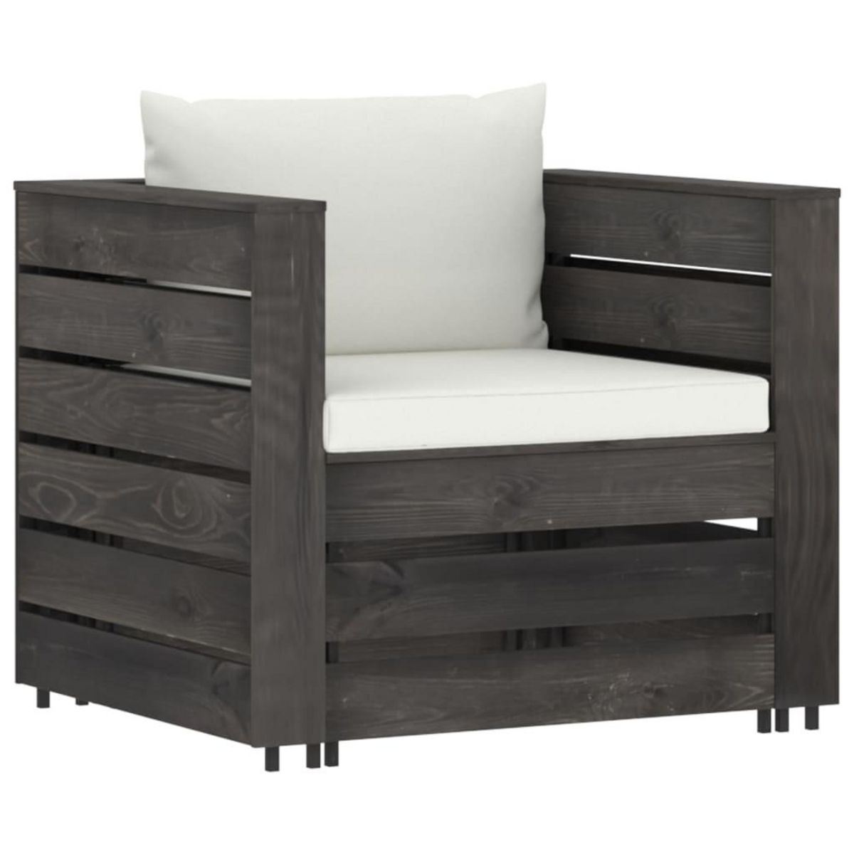 VIDAXL Salon de jardin 2 pcs avec coussins Bois impregne de gris