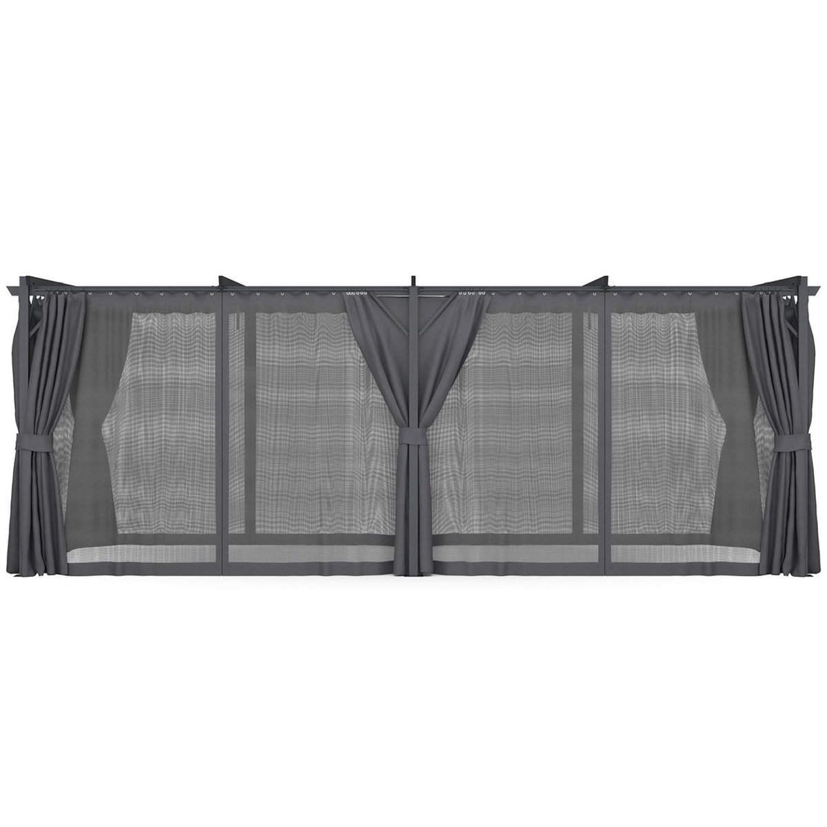 ID MARKET Pergola édition intégrale moustiquaire toit rétractable 3x6 M et 6 rideaux gris