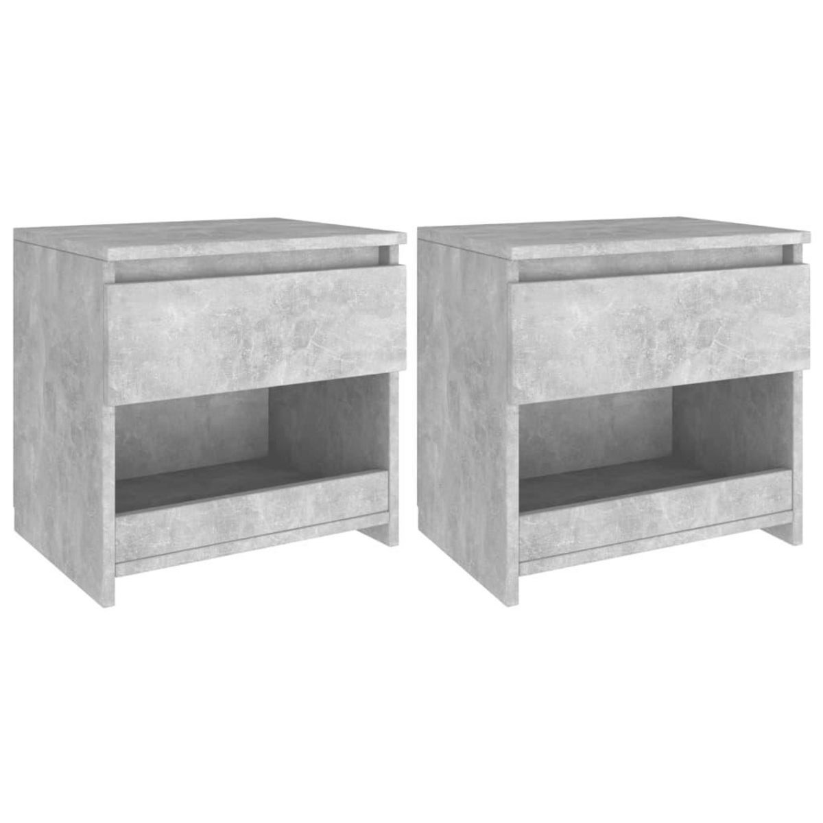 VIDAXL Tables de chevet 2 pcs Gris beton 40x30x39 cm Agglomere