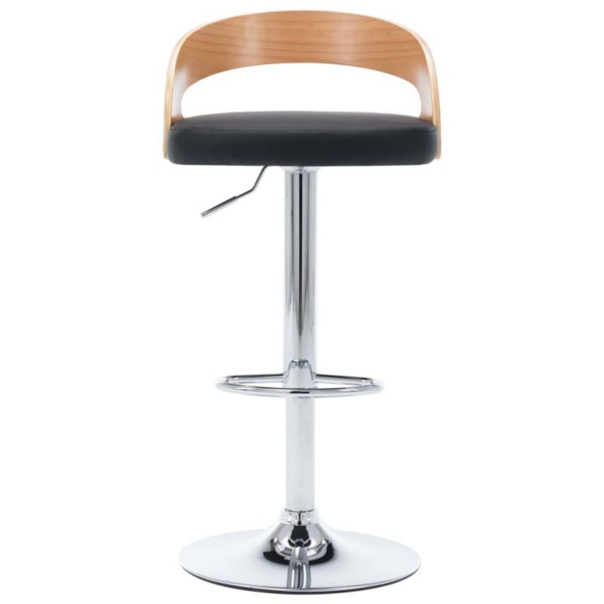 VIDAXL Tabourets de bar lot de 2 noir similicuir et bois courbé