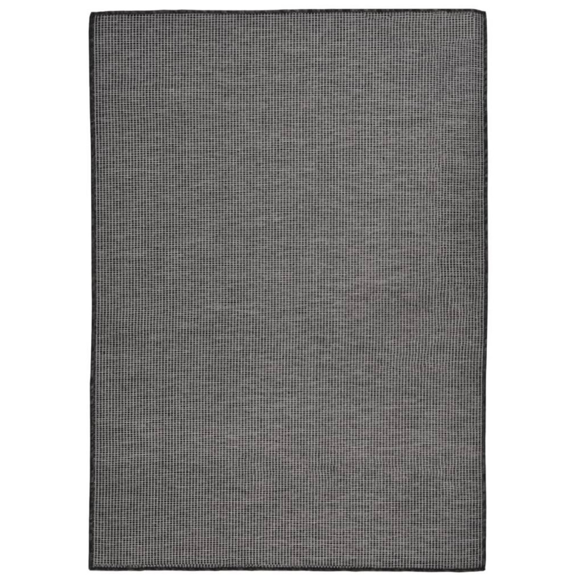 VIDAXL Tapis a tissage plat d'exterieur 140x200 cm Gris
