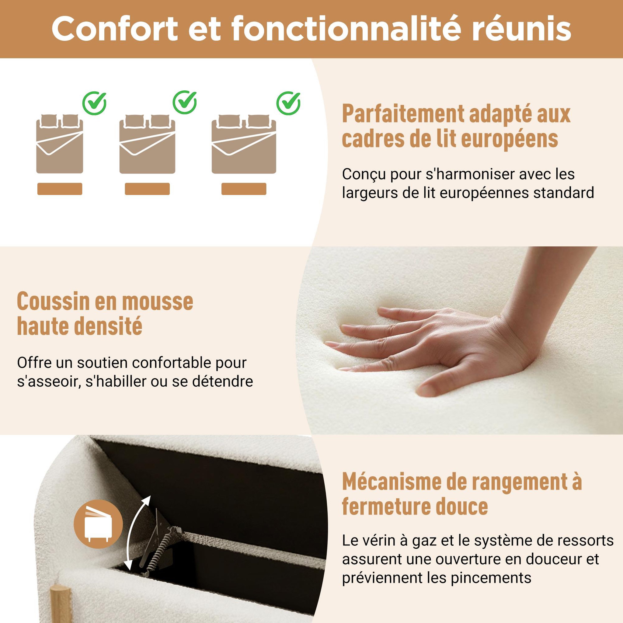 Voir la diapositive 6 : MERAX Banc coffre avec rangement hydraulique bouclé