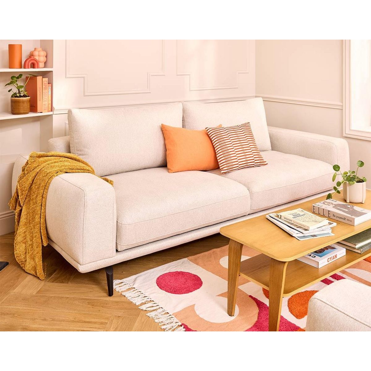 LISA DESIGN Vicence - canapé droit 3 places convertible en tissu