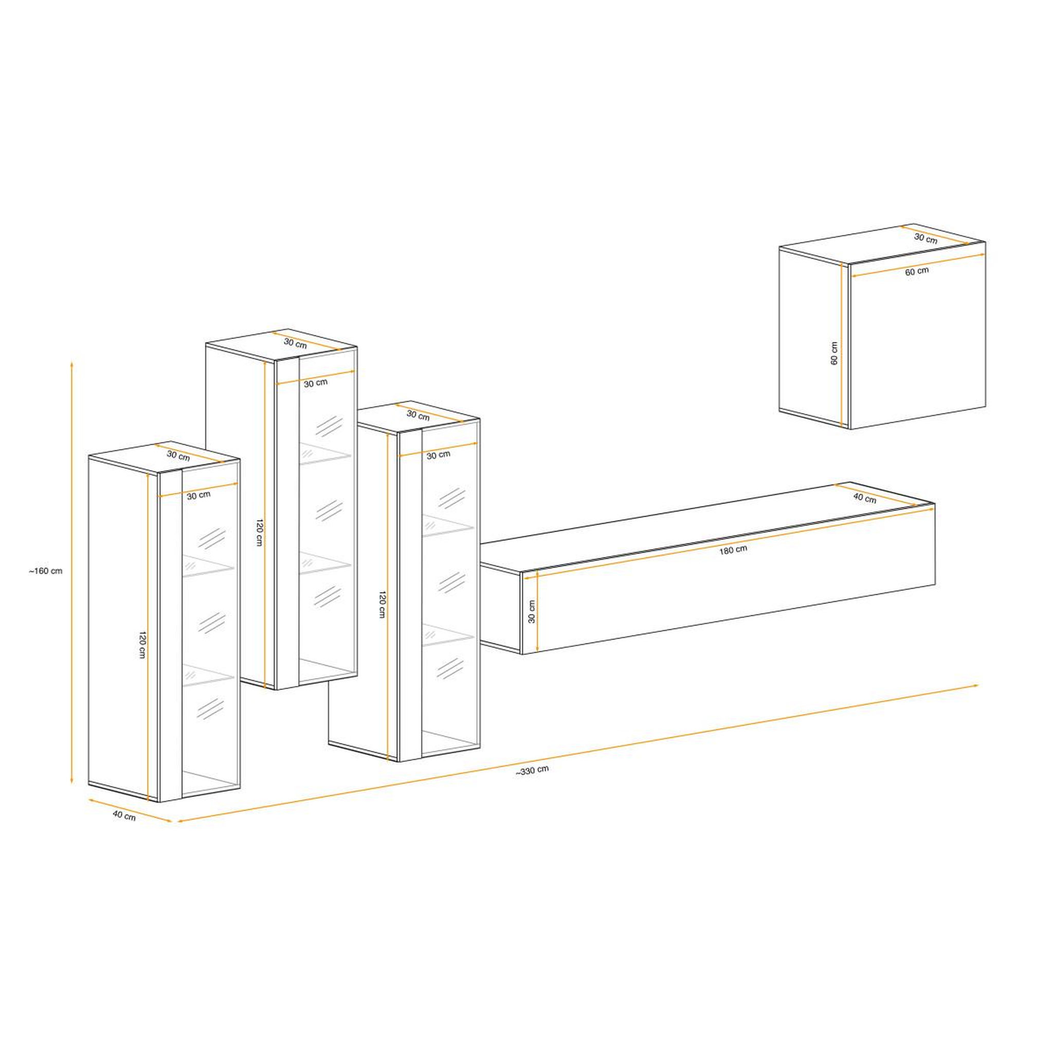 Voir la diapositive 3 : Paris Prix Meuble tv mural design  switch xiii  330cm noir & blanc