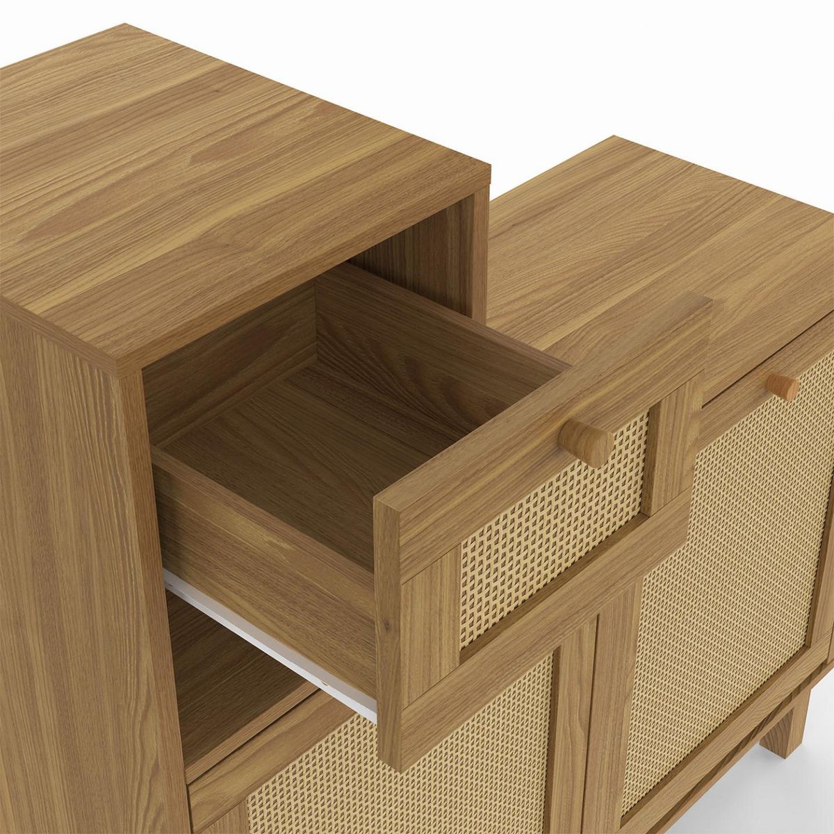 ID MARKET Vestiaire d'entrée avec miroir HANAE effet naturel cannage