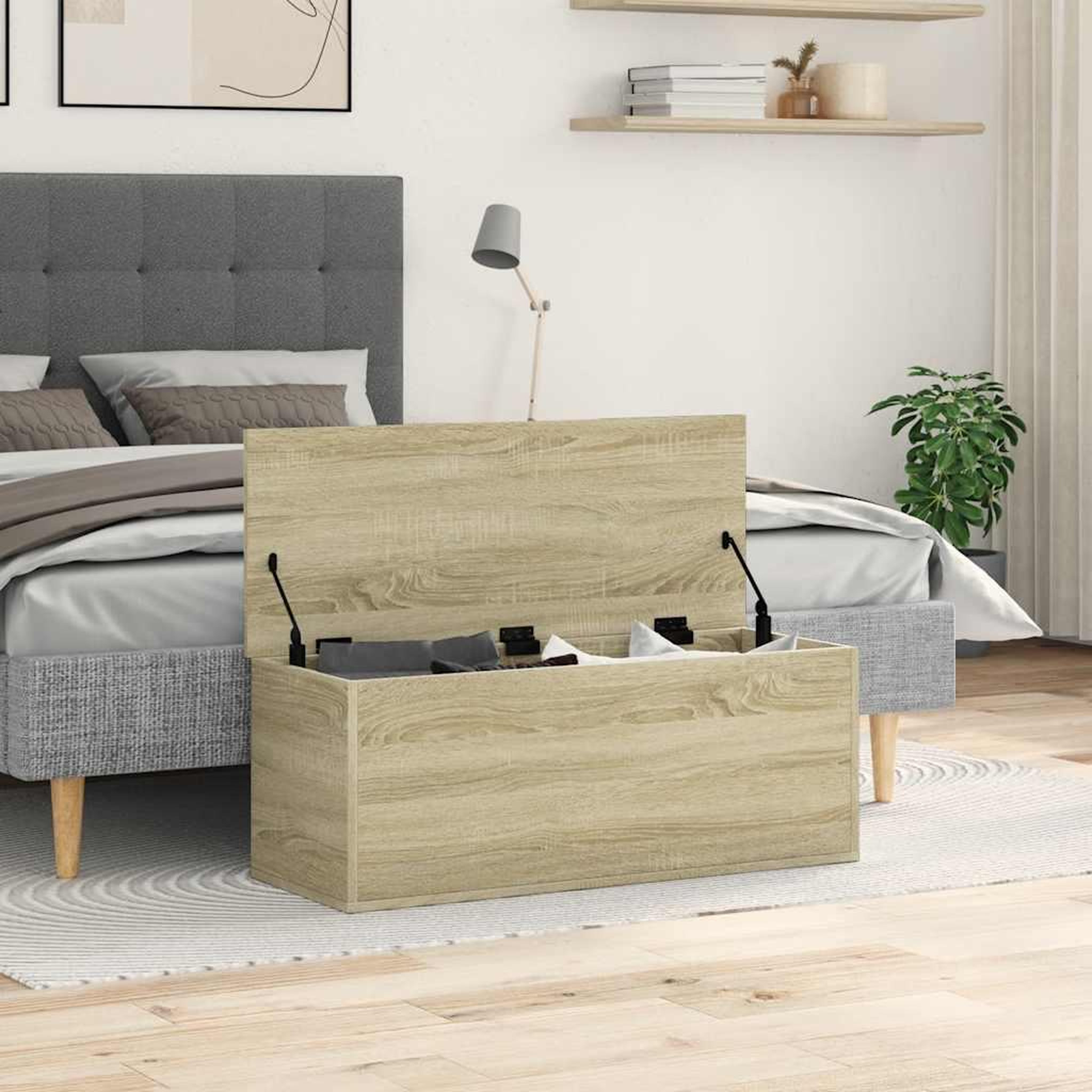 Voir la diapositive 3 : VIDAXL Boîte de rangement chene sonoma 90x35x35 cm bois d'ingenierie