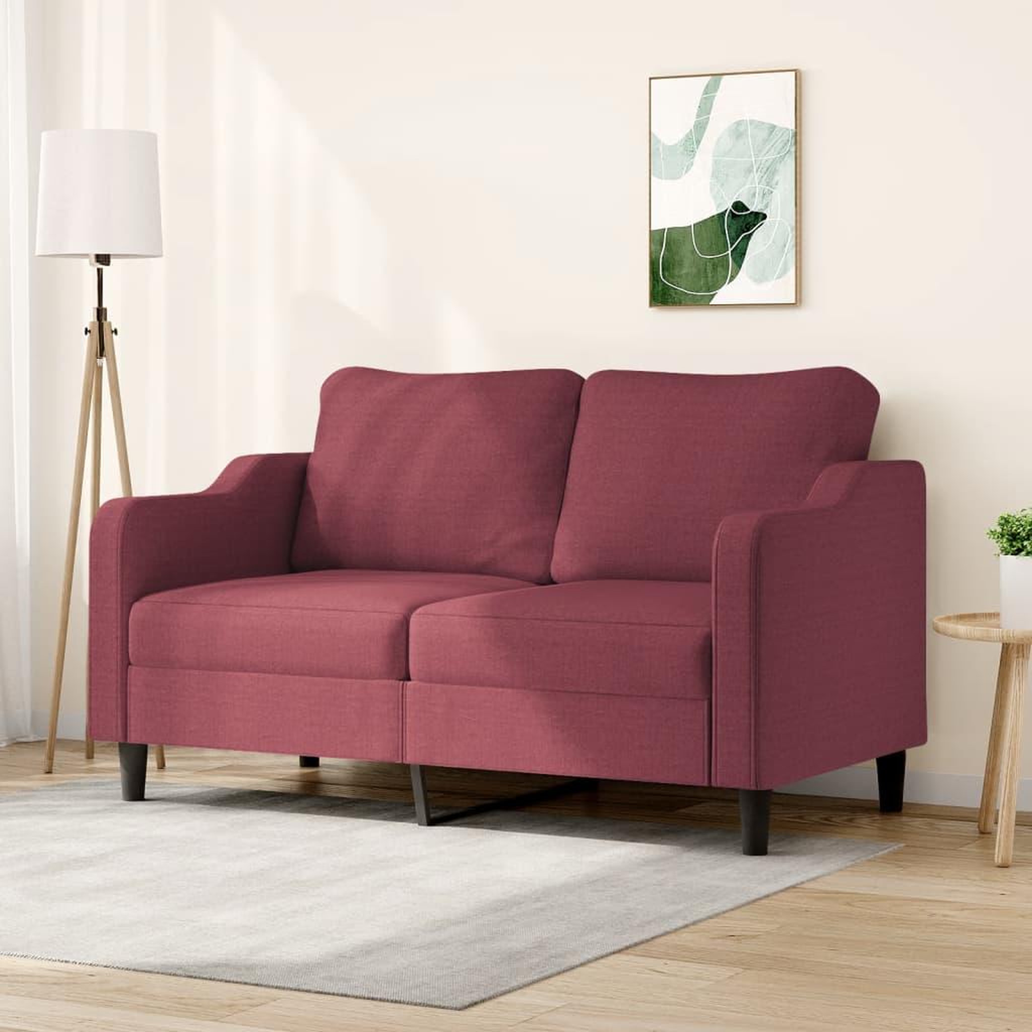 VIDAXL Canape a 2 places Rouge bordeaux 140 cm Tissu
