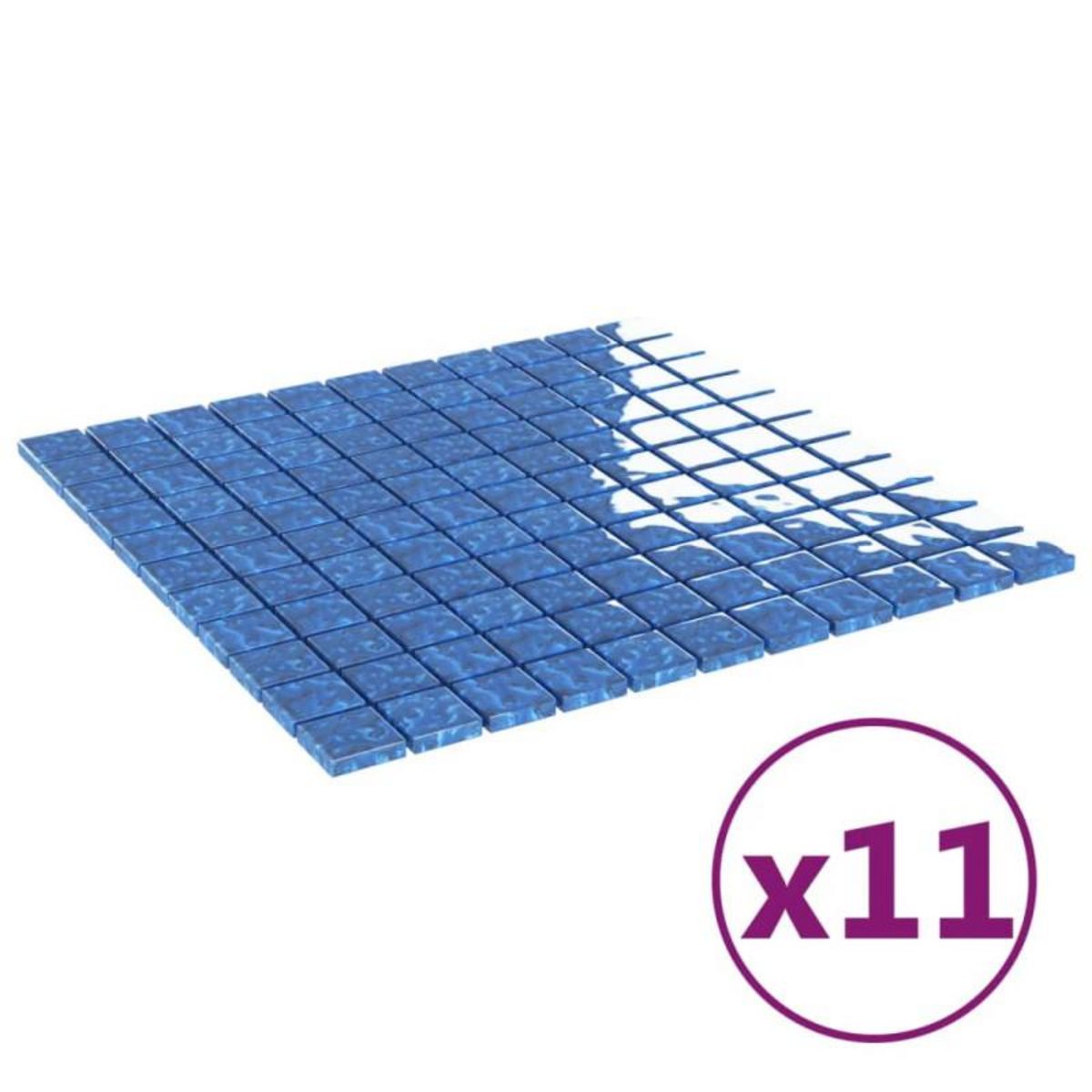 VIDAXL Carreaux mosaïque 11 pcs Bleu 30x30 cm Verre