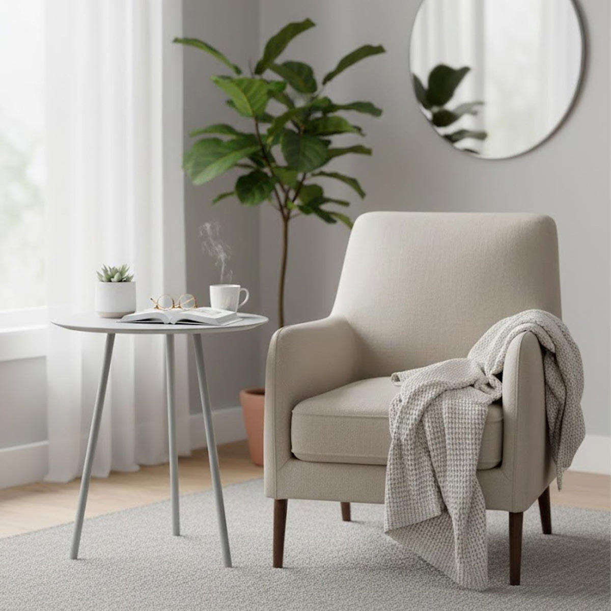 Paris Prix Table d'Appoint en Métal  Shelton  45cm Gris