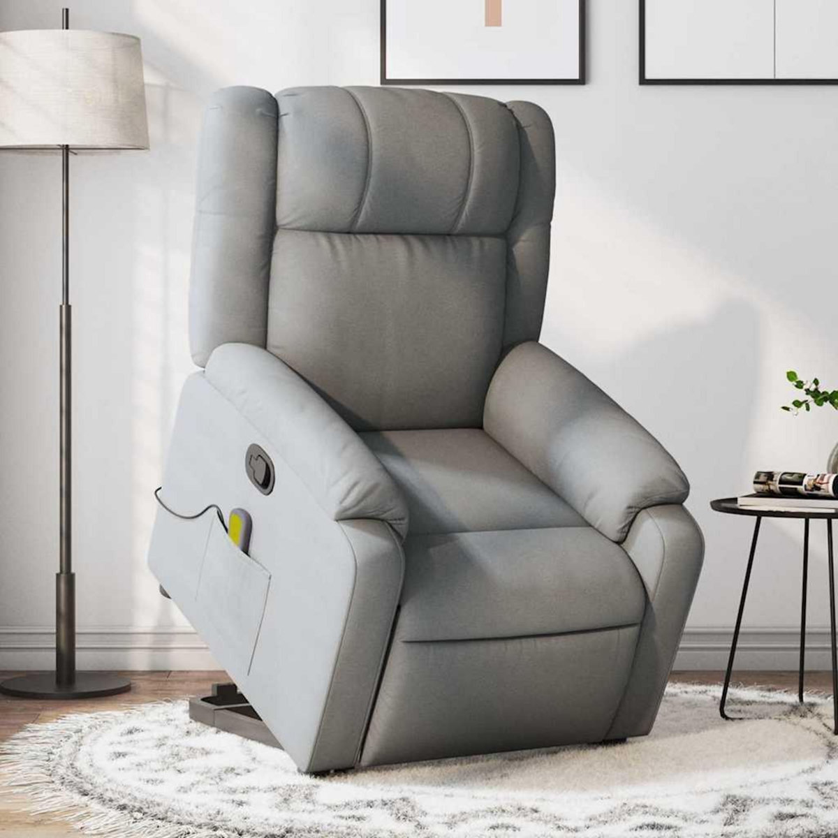 VIDAXL Fauteuil de massage inclinable Gris clair Tissu