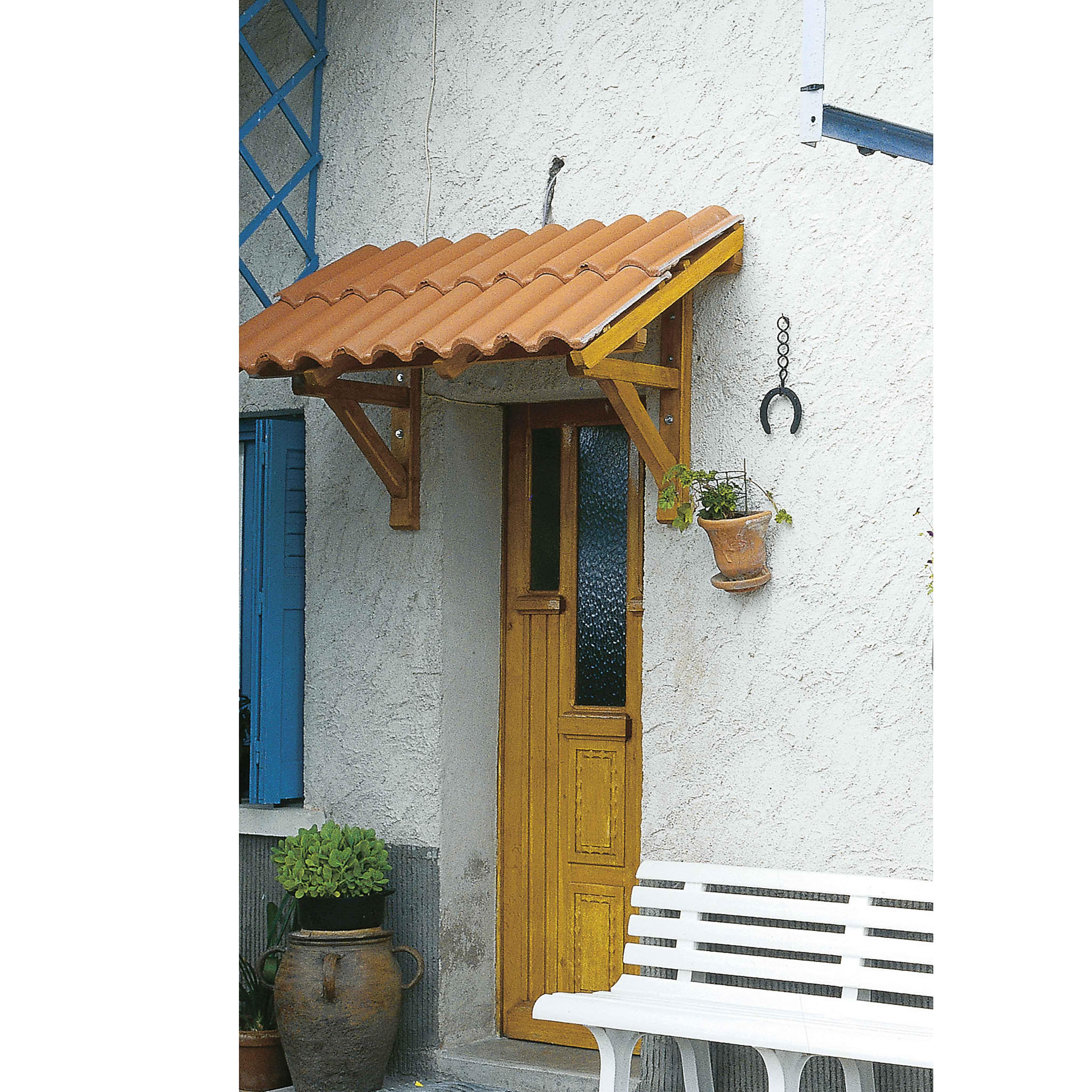 Voir la diapositive 2 :  Marquise d'accueil ossature en bois