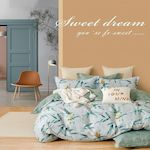 Home collection Parure housse de couette en polycoton Loucine. Coloris disponibles : Bleu