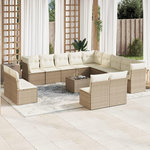 VIDAXL Salon de jardin avec coussins 14 pcs beige resine tressee