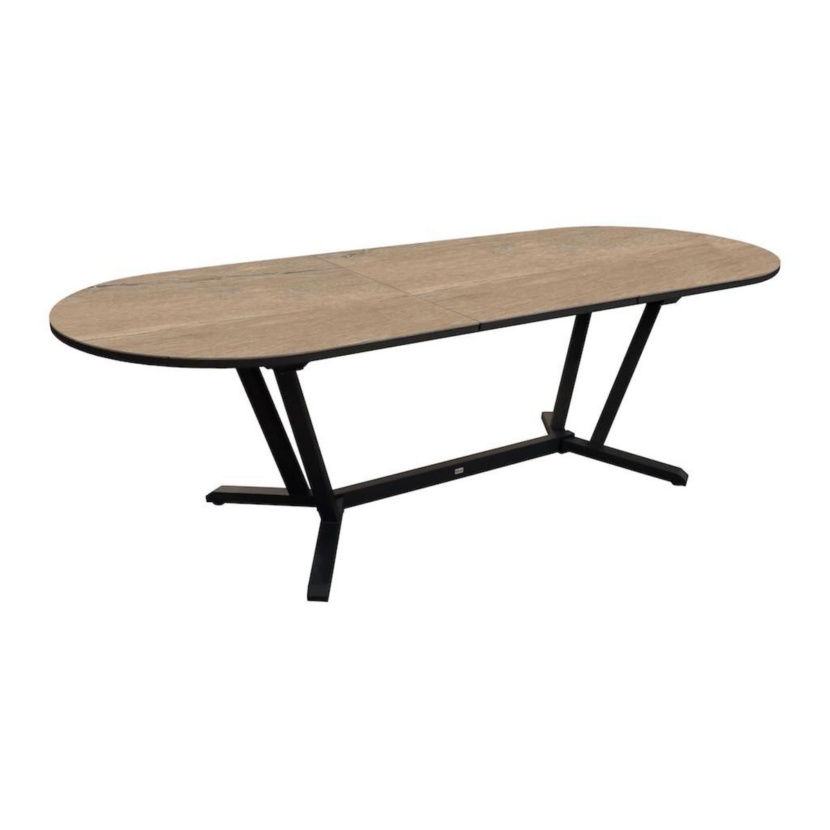Proloisirs Table ovale extensible - VITA - Aluminium époxy graphite - Plateau céramique Kedra Lenk 6 mm - 200/260 x 100 cm