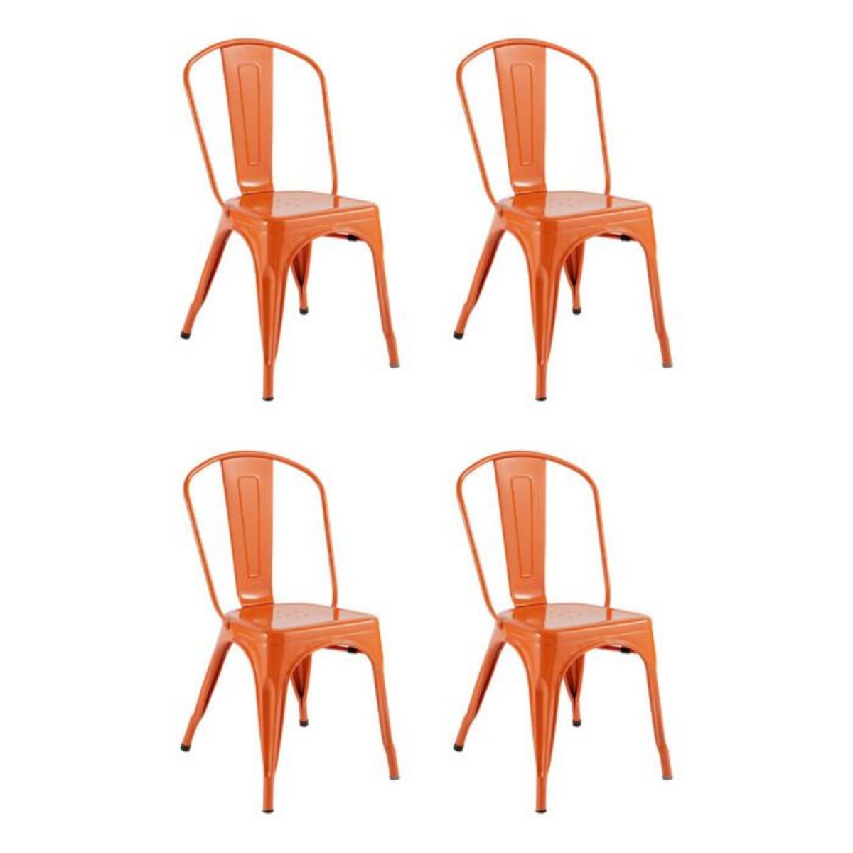 Paris Prix Lot de 4 Chaises en Métal  Isak  85cm Orange